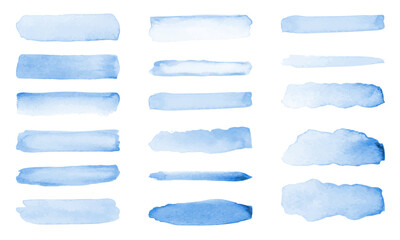 Vector set of blue watercolor brush . Vector illustration