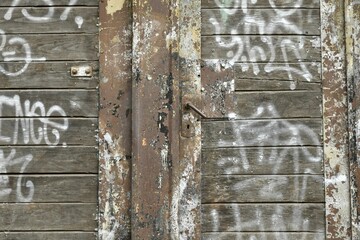 Aged wooden fence with visible texture and weathering