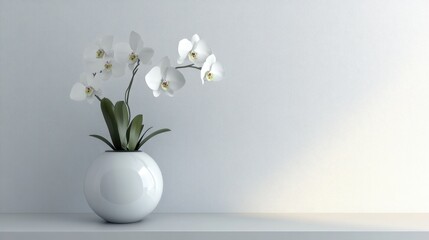 Elegant Orchid Blooms in Minimalist White Vase
