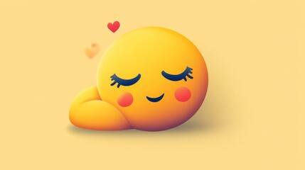 Fototapeta premium Cute Smiley Emoji Illustration with Hearts