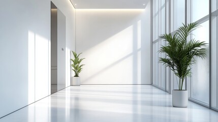 Obraz premium Minimalist and Serene Interior with Lush Greenery