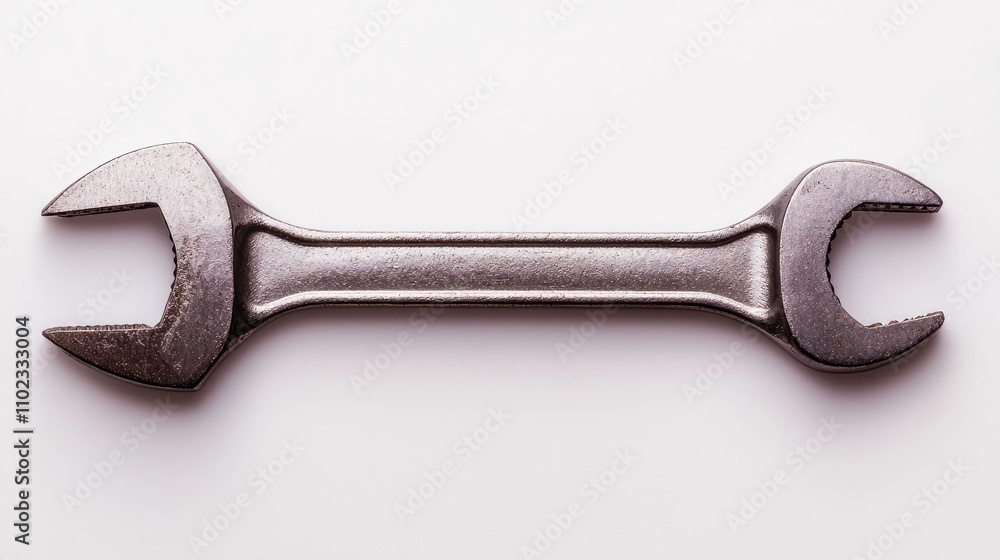 Aufkleber high-quality close-up of a metallic adjustable wrench placed on a blank white background, showcasing