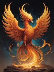 Fototapeta premium an orange phoenix rising from ashes