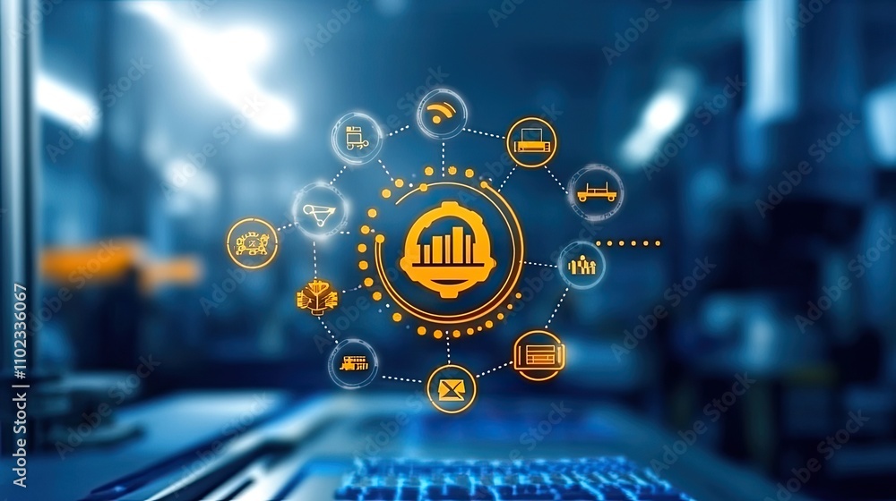 Poster modern data visualization graphic representing business analytics, growth metrics, and digital commu