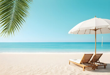 Obraz premium Concepto minimalista de sol y playa para turismo y vacaciones en verano (RF)