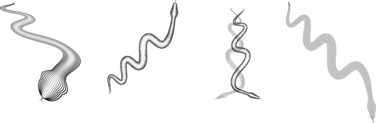 Chinese new year 2025 zodiac snake symbol collection .design elements . Year of the snake .World snake day logo set. Line art . Vector illustration