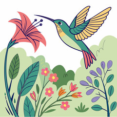 hummingbird and flower