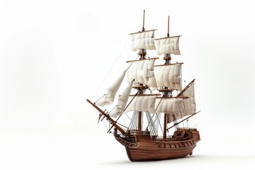 ship model isolated on white background  Sailing ship model isolated on white background