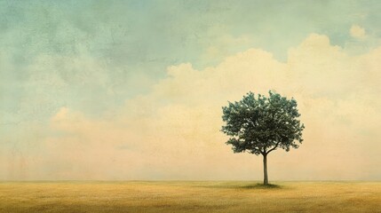 Obraz premium Lone Tree on a Peaceful Prairie Landscape