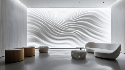 Minimalist and Elegant Interior Design with Wavy Wall Texture
