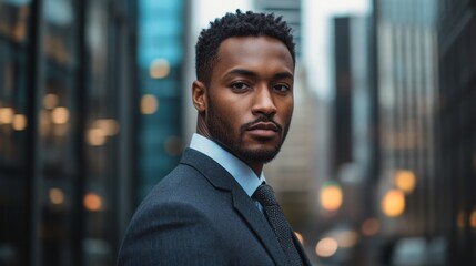 Fototapeta premium Portrait, man, neutral expression, urban background, high resolution, professional attire.