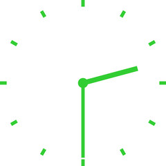 green clock illustration at half past two