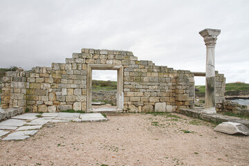 Crimea, Sevastopol, Tauric Chersonesos, Ruins on the seashore