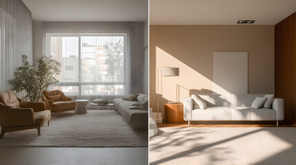 Fototapeta premium Stunning Transformation: From Outdated Apartment to Modern Oasis - A Visual Renovation Journey