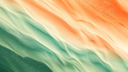 Obraz premium Abstract Green and Orange Swirling Background with White and Gold Glitter