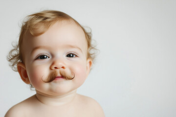 cute smiling baby with false mustache
