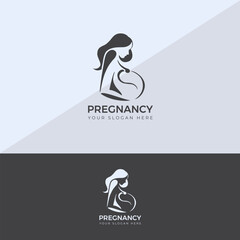 Pregnant mother icon set logo design badges for children store baby care center illustration