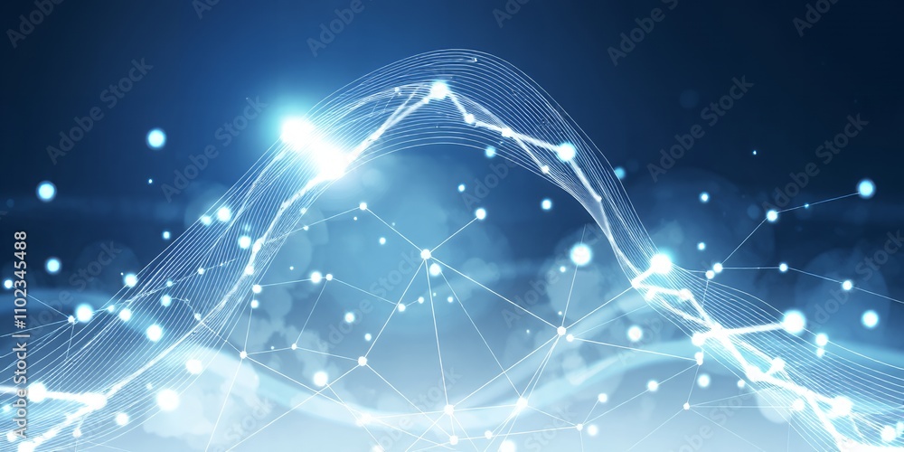 Poster abstract digital network connection. futuristic glowing lines and nodes.