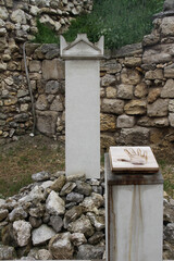 Crimea, Simferopol, Tauride Chersonesos, Stone pillars with a bas-relief of the hand, The Oath of the citizens of Chersonesos