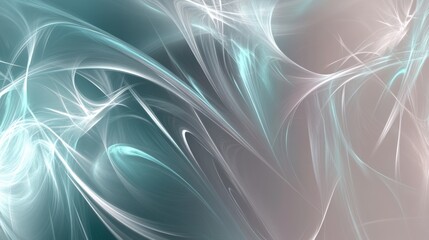Fototapeta premium Ethereal abstract visuals of wispy smoke trails in white, silver, and pale blue hues. Delicate swirling patterns flow seamlessly against a gradient background, exuding mystery and elegance.