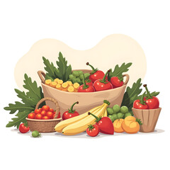 Illustration of still life with vegetables