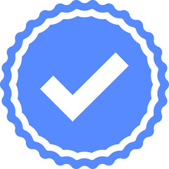 Blue checkmarks. Blue tick. Profile verification icon vector. Blue verified badge icon vector. Tick, check mark sign symbol of social media profile