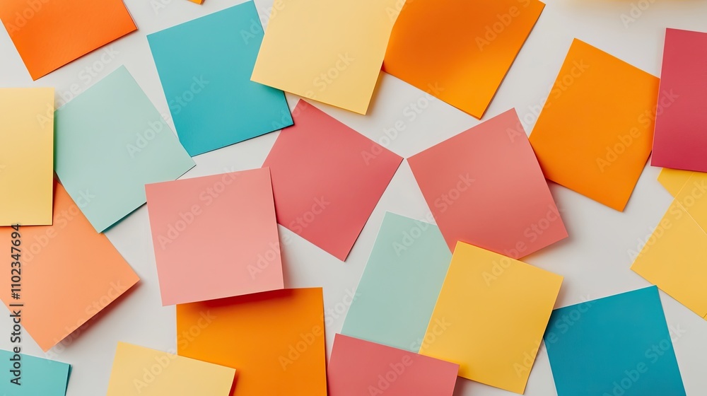 Aufkleber vibrant colorful sticky notes on a light background creating an imaginative and creative workspace s