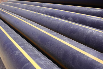 PVC sewer pipes for waste water, ready for installation on Iracema beach, Fortaleza - Brazil.
