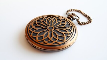 Elegant Vintage Pocket Watch with Intricate Floral Design and Polished Bronze Finish, Perfect for Timeless Fashion and Nostalgic Aesthetic