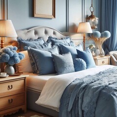 Modernes Schlafzimmer in blau