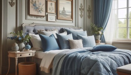 Modernes Schlafzimmer in blau