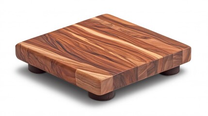 Fototapeta premium Elegant Square Wooden Board with Rich Grain and Smooth Finish, Perfect for Serving, Displaying, or Cooking in any Culinary Setting, Rustic Home Decor