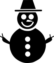 snowman smiles happily in winter