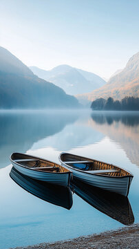 calm serene mountain lake photograph, phone wallpaper