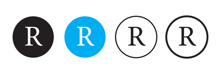 Registered trademark symbol Black and white outline vector