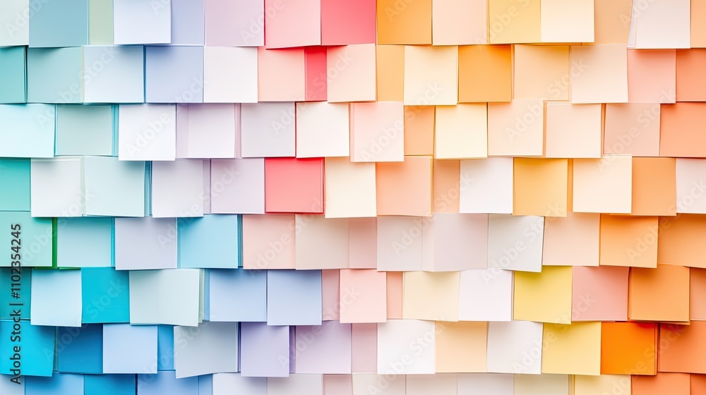 Poster vibrant colorful sticky notes arranged in an ombré pattern creating a creative, inspiring and organi