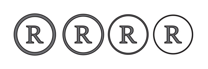 Registered trademark symbol Black and white outline vector