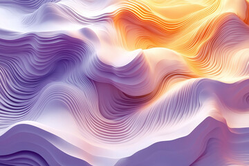 abstract colorful wave background. violet and orange geometrical background. smooth, silky, curve texture. close up wavy pattern. AI Generated