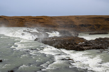 Waterfall in a valley, Urridafoss, Iceland