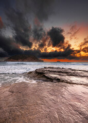 Sunrise over Cala Clemence Beach. Javea, Alicante, Spain.