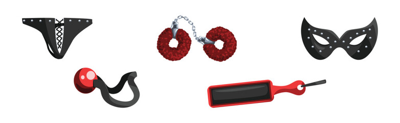 Sex Shop Toys and Accessories for Sexual Pleasure Vector Set