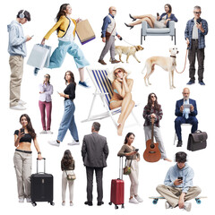 Diverse people collection of portraits on white background