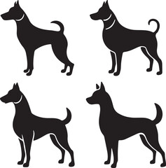 set of dogs silhouettes