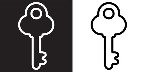 Key icon vector. Key sign symbol in trendy flat style. Key vector icon illustration isolated on black and white background