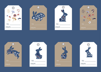 Easter tags. A set of holiday cards. Christmas or easter  illustrations in vector