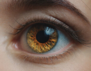 Fototapeta premium Dettaglio ravvicinato di un occhio umano, con riflessi vividi e colori intensi.