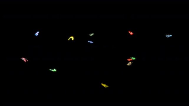 Beautiful Colored Butterflies Flying in the frame. Seamless loop with Alpha Channel.
