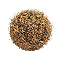 Round dry tumbleweed with intricate branches, isolated on transparent cutout background