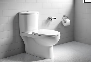 White toilet bowl in a modern bathroom.
