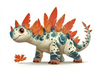 Fototapeta premium Stegosaurus Cartoon. Cute Little Dinosaur Character Illustration